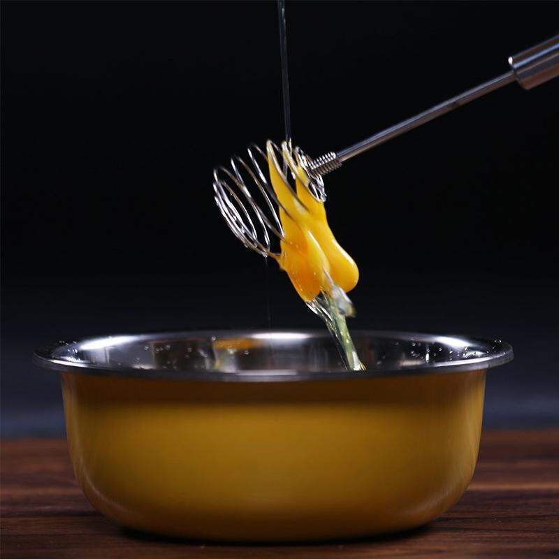 Picture of 1 pcs Stainless Steel Line Egg Beater Manual Kitchen Egg Beater Home Kitchen Manual Egg Beater Beating Eggs, Stirring, Mixing Seasonings-Silver