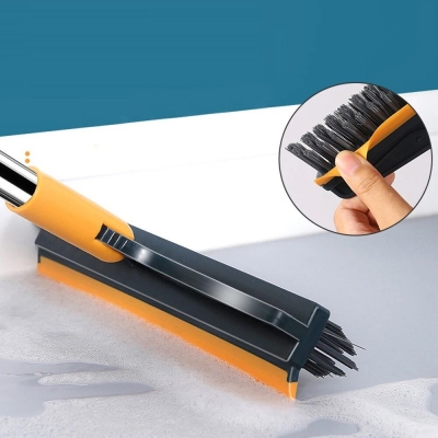 Picture of New Floor Scrub Brush 2 In 1 Cleaning Brush Long Handle Removable Wiper Magic Broom Brush Squeegee Tile Kitchen Cleaning Tools-Multicolor