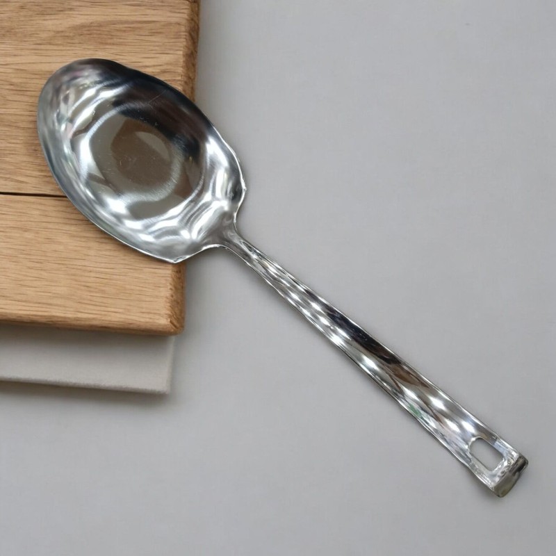 Picture of Stainless Steel Rice Spoon - 10 Inch, Mirror Polish, Silver, Ideal for Cooking and Serving, Single Piece-Silver