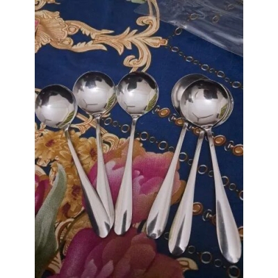 Picture of 6 pcs nova small Size Stainless Steel  Soup Spoon Set of 6 Pieces, Soup Spoon, Cereal Spoon, Soba Spoon, Bouillon Spoon - kitchen accessories-Silver