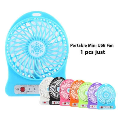 Picture of 1 pcs Portable Mini USB Fan Small Desk Pocket Handheld Air Rechargeable 18650 Battery Cooler 3-Gear Fan for Home office-Multicolor
