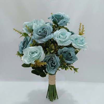 Picture of 2pc artificial Rose Simulated Rose & Chamomile & Mixed Flowers Bouquet For Birthday Wedding Party, Home & Garden Decoration Green-Green