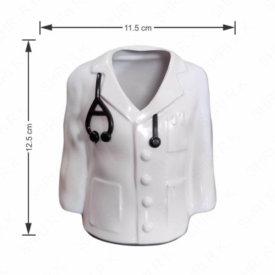 Picture of Doctor Coat Pen Pencil Holder Stand For Desk And Offices Tables (Plastic), Stationery, White-White