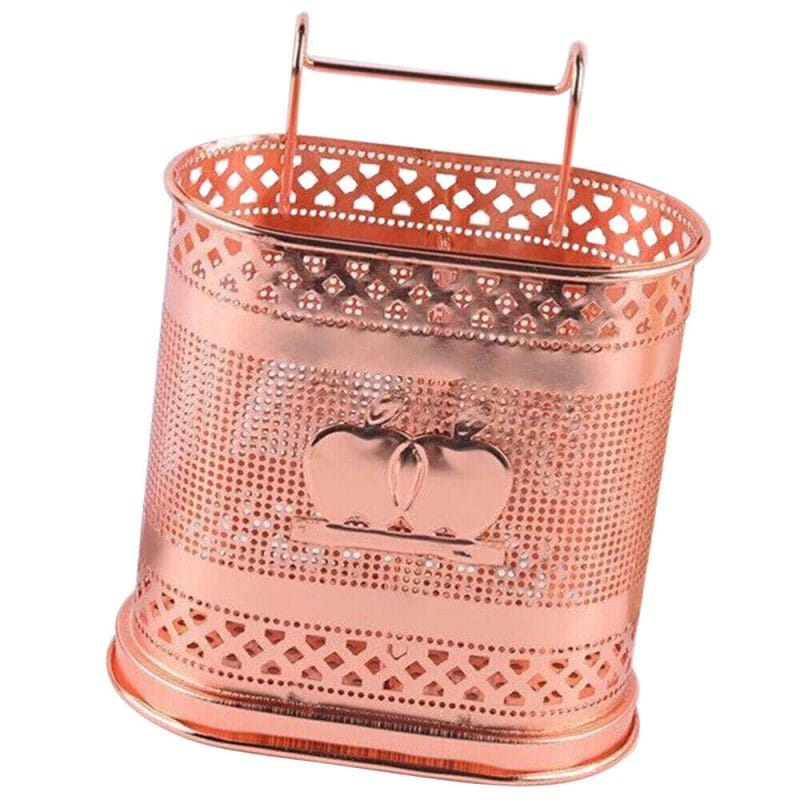 Picture of Kitchen Supplies Cutlery Draining Holder Storage Box Wall Hanging Stainless Steel Utensil-Gold