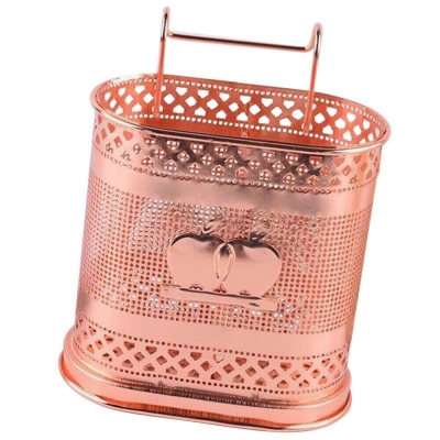Picture of Kitchen Supplies Cutlery Draining Holder Storage Box Wall Hanging Stainless Steel Utensil-Gold