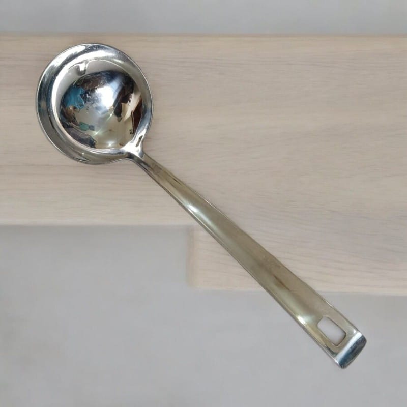 Picture of 9 Inch Stainless Steel Big Soup Spoon, Silver, Mirror Polish, Non-Magnetic. Perfect for Cooking and Serving, Combining Durability and Elegant Design for Easy Use in Kitchens.-Silver