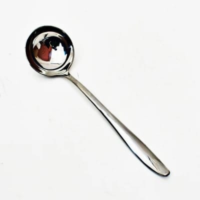 Picture of 9.5 Inch Stainless Steel Ladle - Mirror Polished Big Soup Spoon, Non-Magnetic, Ideal for Cooking and Serving-Silver