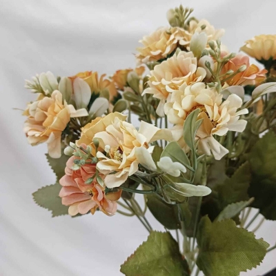 Picture of "Artificial Chrysanthemum Silk Bouquet, 18 Multicolor Blooms per Stick, 2 Sticks, 32x20 cm, Realistic Flowers for Home, Wedding, and Garden, Made of Durable Fabric and Plastic for Long-Lasting Display."-Multicolor