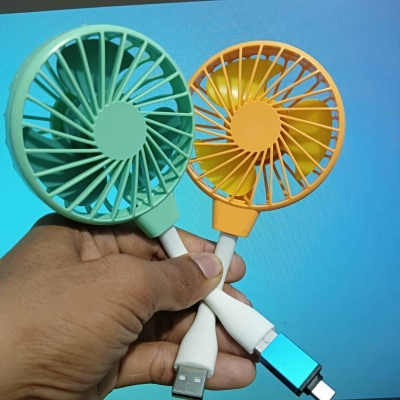Picture of Portable USB Fan Chalan will run on Type C with mobile. High speed fan cooling can also be run with a power bank-Multicolor