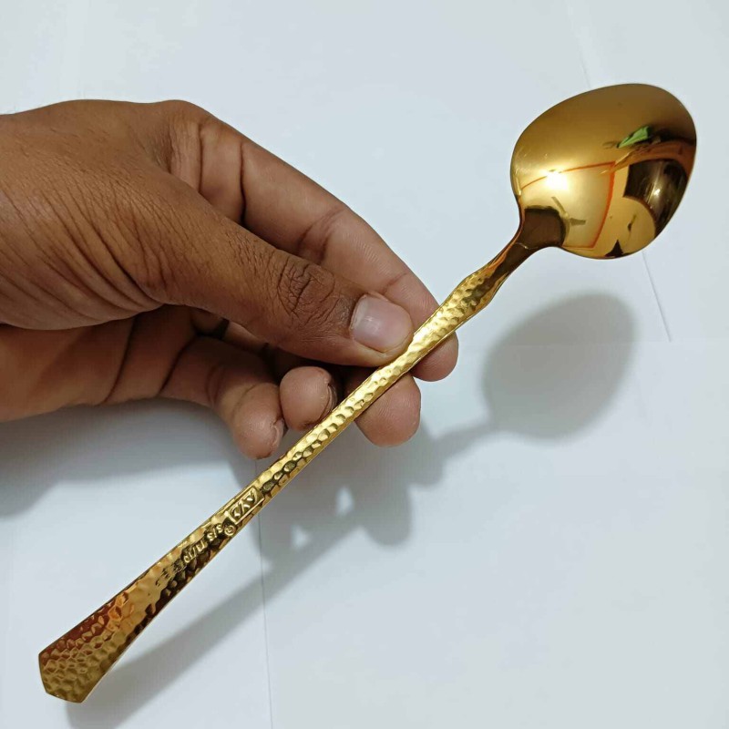 Picture of AYD 1 pcs premium quality Big Size Table spoon 20 cm long Table spoon Golden spoon , Best tableware Table Spoon(golden)-Gold