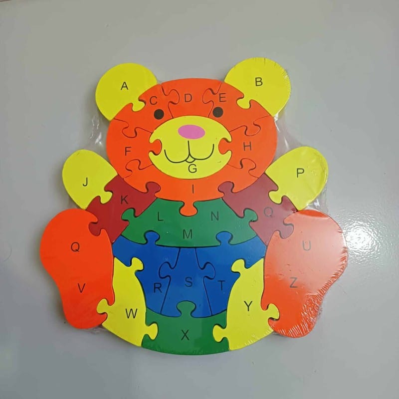 Picture of Highly Durable - A to Z and 1-26 Alphabet and Number Wooden Jigsaw Puzzle - Bear - Sustainable Choice - Understated Sophistication-Multicolor