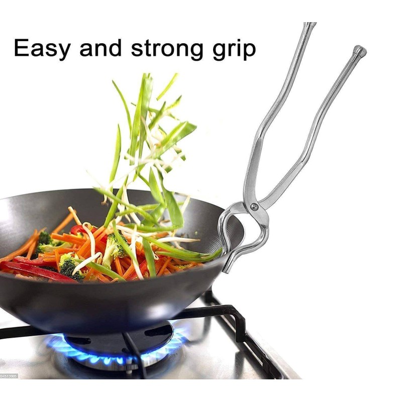 Picture of Stainless Steel Pakkad, Sansi, Tong, Kitchen Tool pincer, Chimta,Gripper Tong, Pakkad Pincers Grip Round Pincers for Kitchen Utensils-Silver