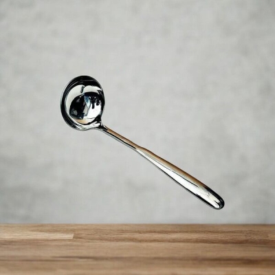 Picture of 8-Inch Stainless Steel Serving Spoon - Big Sup Design for Soup/Dal - Mirror Polish Finish, Durable Silver Utensil - 1 Piece-Silver
