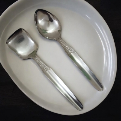 Picture of Set of 2 Silver Stainless Steel Spoons – 9.5-10.5 Inch – Perfect for Cooking & Serving – Durable, Stylish & Versatile-Silver