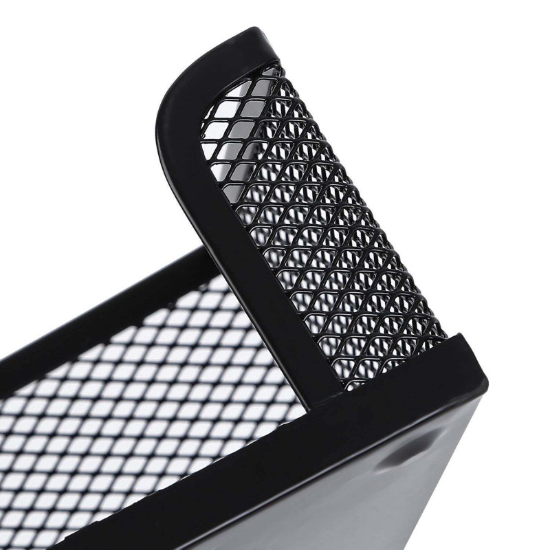 Picture of Metal Mesh Desk Organizer 3 Compartment Stationary Storage Stand & Pen-Pencil Holder-Black