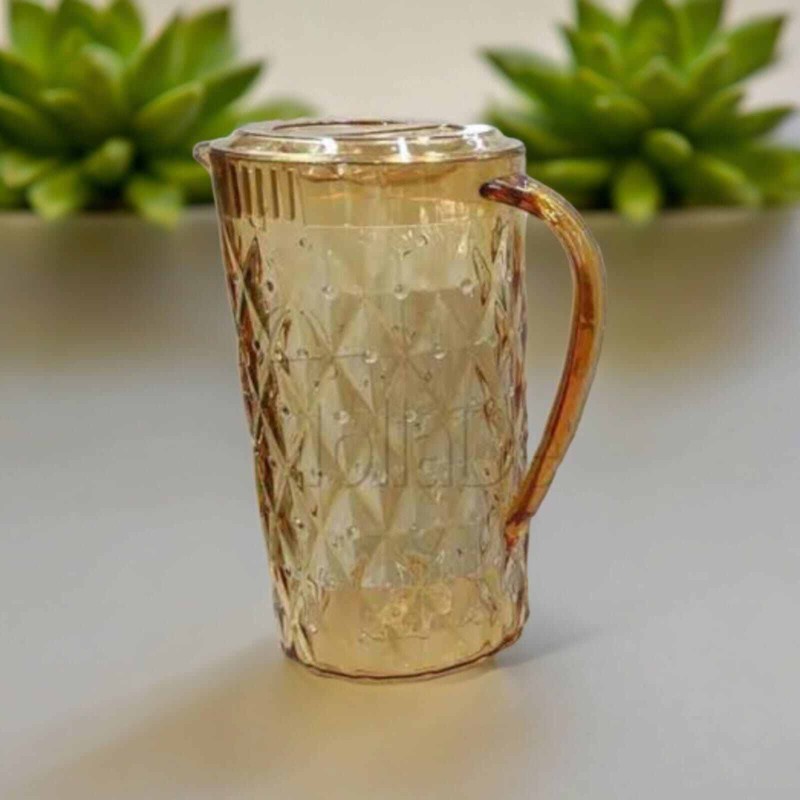 Picture of Classic Diamond Design Water Jug - 2.25L, Transparent Acrylic Plastic, Golden, 1 Piece-Gold