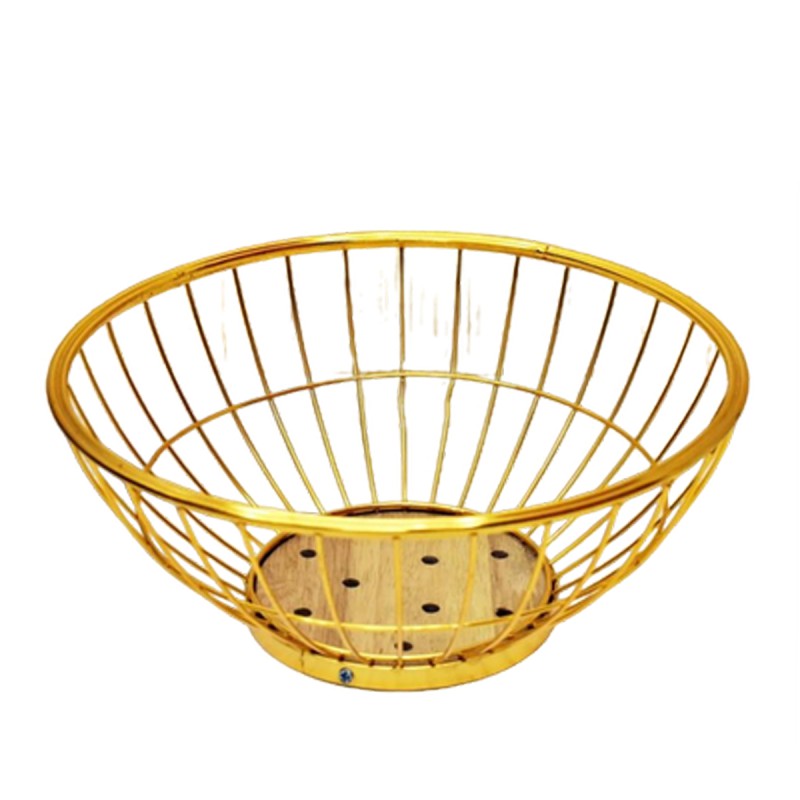 Picture of Progressive - Urban Vibes - 1 pcs golden color 10 Inch Metal Fruit Basket - Kitchen & Dining - Unrivaled in Genre - Modern and Trendy-Gold