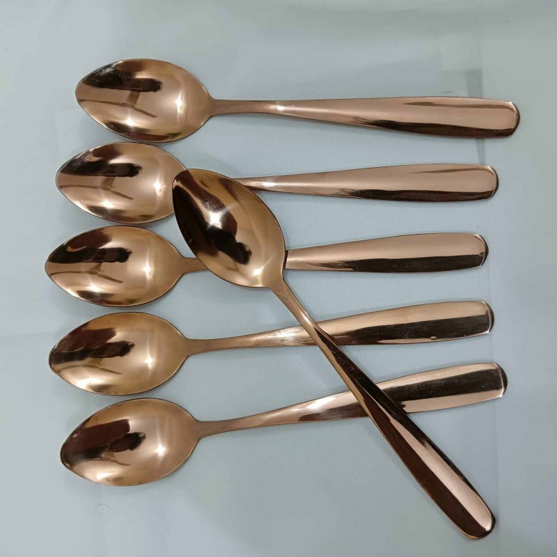 Picture of 6 Pcs 15cm long  Copper tea spoon golden color tea spoon mirror polish copper spoon-Gold