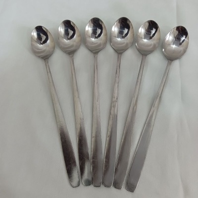 Picture of 6 pcs stainless steel long hundle pickling spoon silver colour  8 inch long-Silver