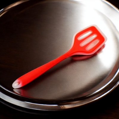 Picture of 12-Inch Silicone Cooking Spoon - Non-Stick Slotted Turner Spatula, Full Silicone Construction, High Heat Resistant, Multicolor Design - Ideal for Non-Stick Pots - 1 Piece-Red