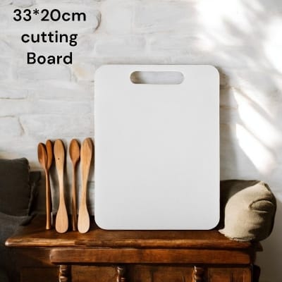 Picture of "1-Piece White Cutting Board, 33*20cm, Antibacterial Plastic - Professional-Grade Kitchen Tool for Precise and Safe Food Prep"-White