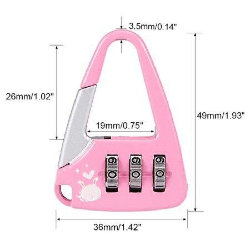 Picture of Premium Quality - 3 Digit Combination Padlock, 3.5mm Shackle, Zinc Alloy Padlock Pink - Modern - Choice Expression - Understated Sophistication-Pink