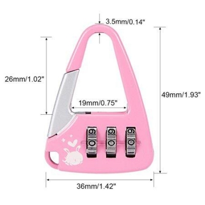 Picture of Premium Quality - 3 Digit Combination Padlock, 3.5mm Shackle, Zinc Alloy Padlock Pink - Modern - Choice Expression - Understated Sophistication-Pink