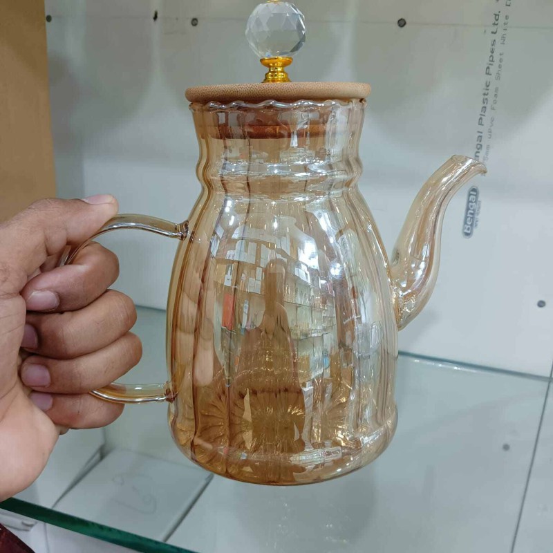 Picture of golden color Cold Kettle Hot and Cold Water Jug Cup Transparent Heat-resistant Pitcher  Juice Water Pot-Gold