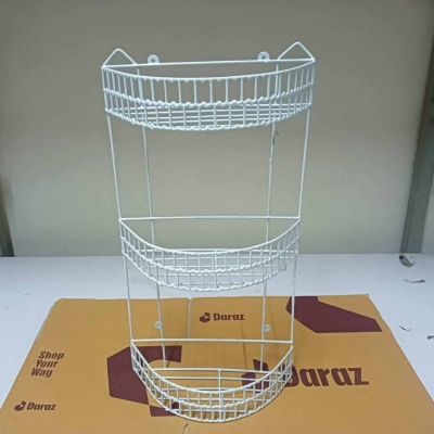 Picture of High-quality 3 level wall storage shelf white-White