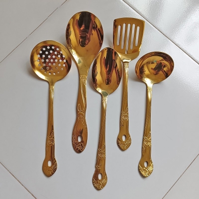 Picture of 1 Pieces Stainless Steel Kitchen Utensil golden color Rice spoon for kitchen 26 cm long Accessories-Gold