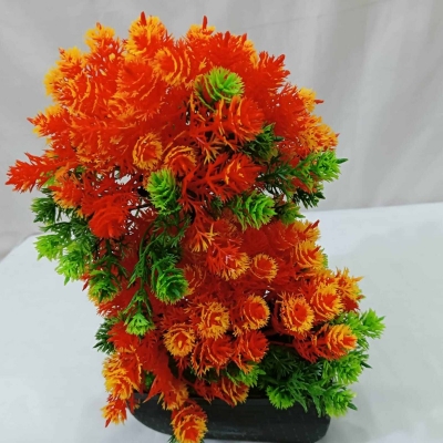 Picture of Office Table Decoration: 2 Heads, Multiple Color Flower Artificial Bonsai Tree with Plastic Vases, Gram Beauty Flower Included-Multicolor