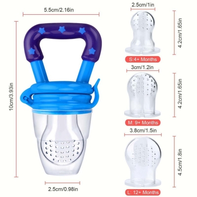 Picture of New Baby Food Feeder Soother Tether for Eating Fresh Fruit Vegetables Meat (Extra 3 Nipple)-Multicolor