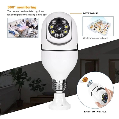 Picture of E27 Light Bulb Security Camera 360° Panoramic IP Camera Wireless Home Surveillance Cameras Human Motion Detection-White