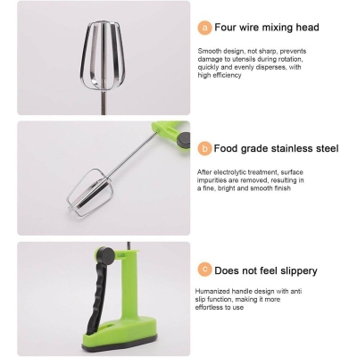 Picture of Egg Beater, Stainless Steel Egg Beater, Portable Egg Scrambler with Non Slip Handle, Mixing Utensil for Eggs, Hand Held Compact Egg Beater, Manual Egg Beater for Blending Beating-White