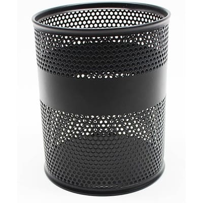 Picture of Set of 2 Black Metal Cylinder Desk Organizers - Multifunctional Pencil Holders, Durable & Fireproof, High-Temperature Resistant, Coated Finish, 9.5 x 8.5 cm, Ideal for Office & Student Desk Storage-Black