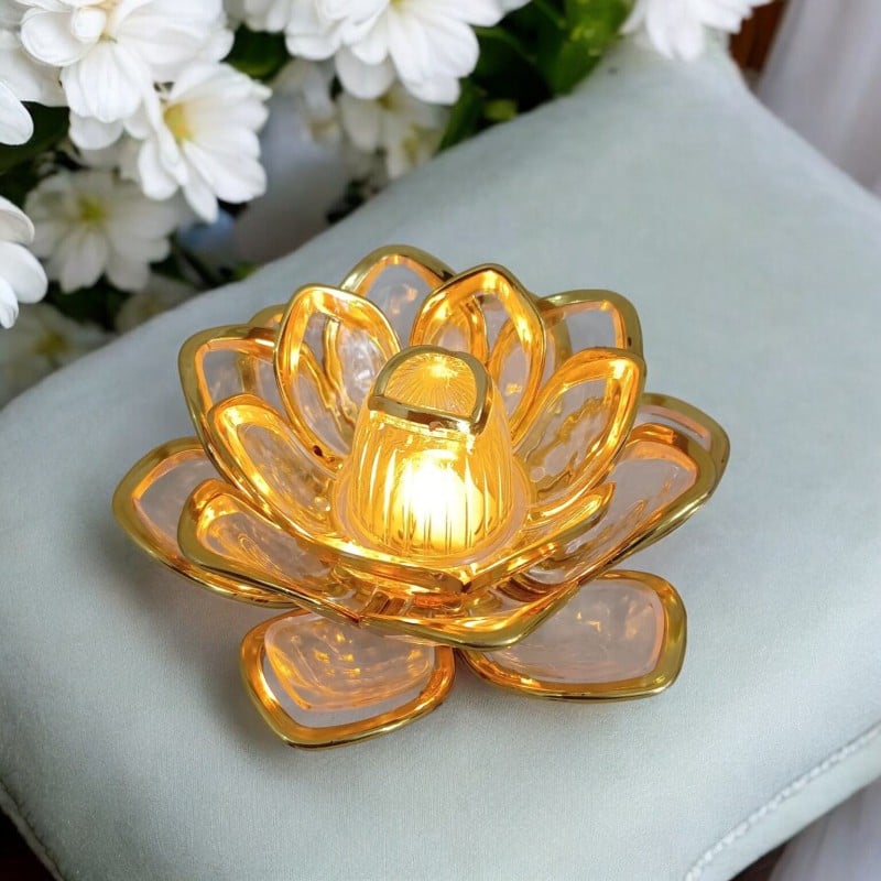 Picture of "Flower Shape Crystal LED Tea Light - 10x10cm Multi-Color ABS Plastic Candle for Ramadan, Wedding, and Party Decor | Battery-Powered Light for Table and Room"-design2