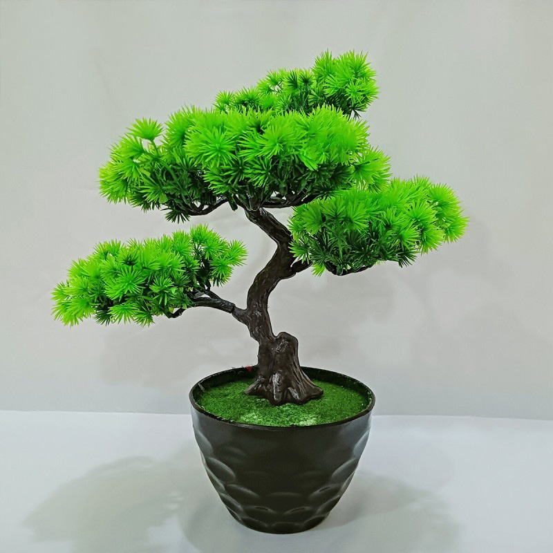 Picture of Artificial Bonsai Tree Plant with min square top Plants Indoor Artificial Greenery Bonsai Trees Office Room Desktop Decor-Green