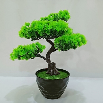 Picture of Artificial Bonsai Tree Plant with min square top Plants Indoor Artificial Greenery Bonsai Trees Office Room Desktop Decor-Green