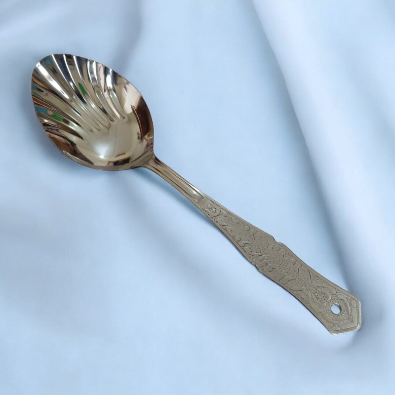 Picture of Rosy Kitchen Spoon: Stainless Steel, 10 Inch Serving Spoon. Silver with Mirror Polish Finish, Designed for Cooking and Serving. Elegant and Versatile for Kitchen Use.-Silver