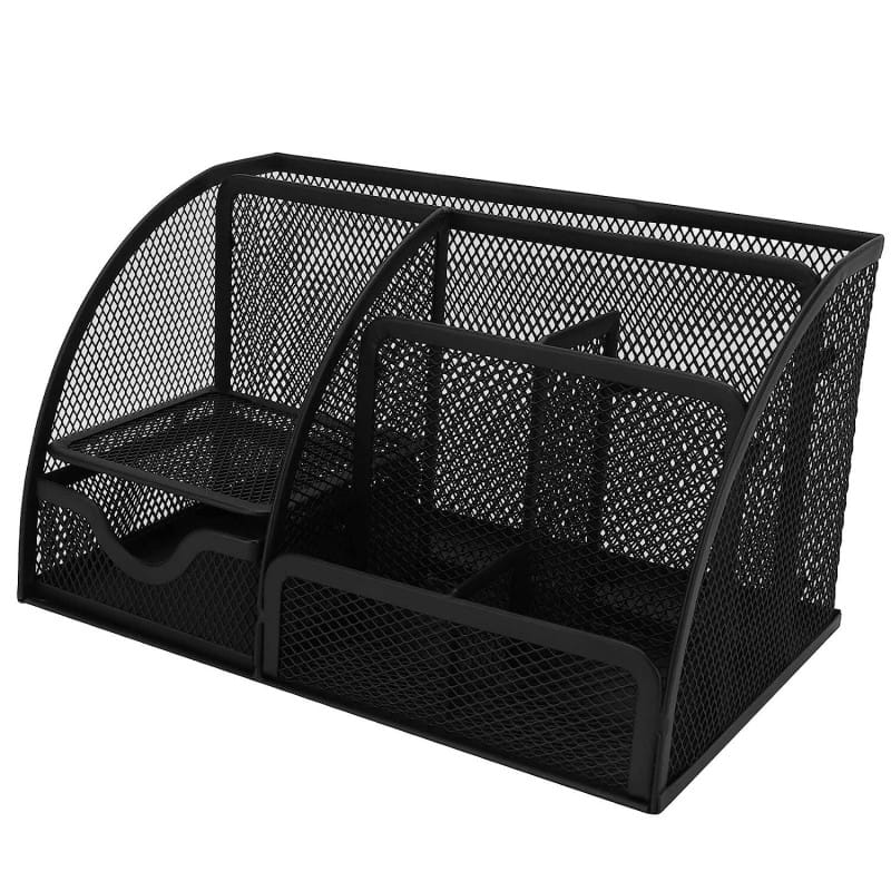 Picture of Desk Pen Holder, Multifunctional Sturdy Durable Classic Style Dorm Small Desk Organizer for Office Desk-Black