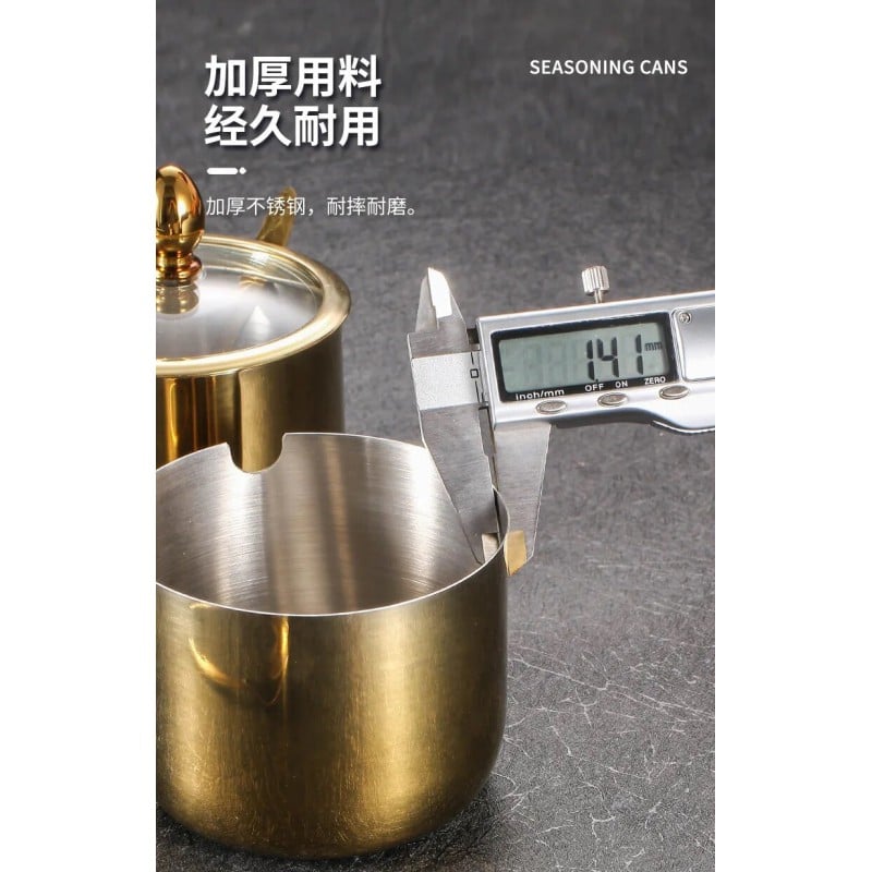 Picture of 4 Pcs Stainless Steel Spice Jar with Revolving Stand golden color-Gold