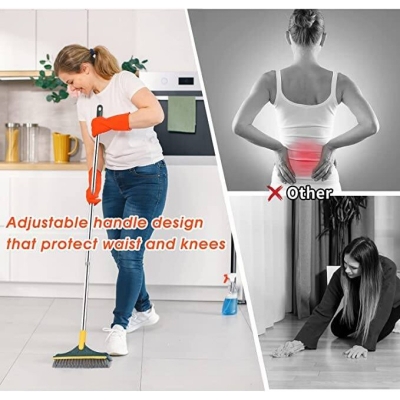 Picture of Bathroom Cleaning Brush with Wiper, 3 in 1 Tiles Cleaning Brush with Long Handle, 120° Rotate Bathroom Floor Cleaning Brush, Floor Scrub Bathroom Brush Home Kitchen - Multicolor-Multicolor