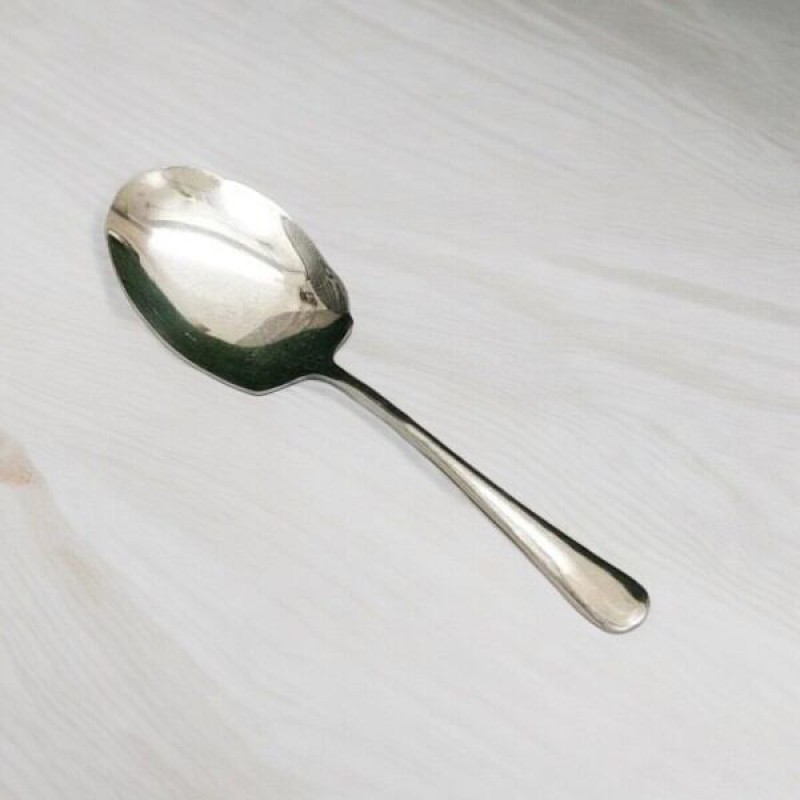 Picture of 10.5 Inch Stainless Steel Rice Spoon - Silver with Mirror Polish and Golden Handle, Perfect for Serving-Silver