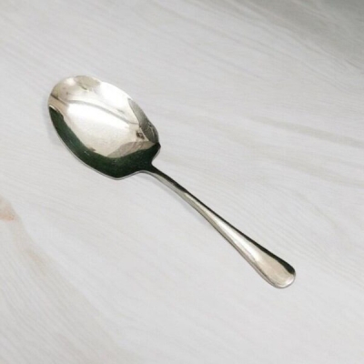 Picture of 10.5 Inch Stainless Steel Rice Spoon - Silver with Mirror Polish and Golden Handle, Perfect for Serving-Silver