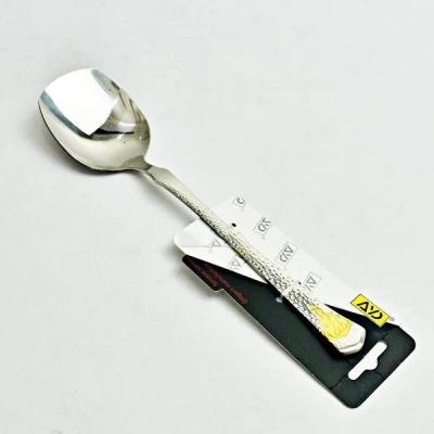 Picture of 10 Inch Stainless Steel Curry Spoon - Silver with Mirror Polish and Elegant Golden Handle, Ideal for Serving-Silver