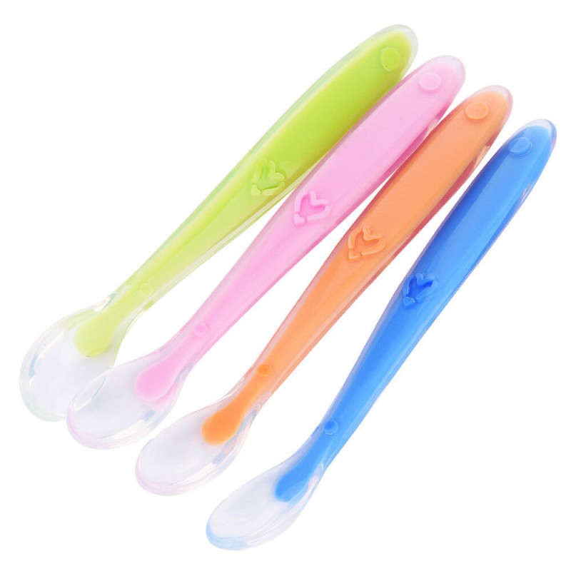 Picture of Baby Feeding Spoon Newborn Baby Soft Silicone Spoons Safety Utensils Patchwork Baby Children Tableware 1 pcs-Multicolor