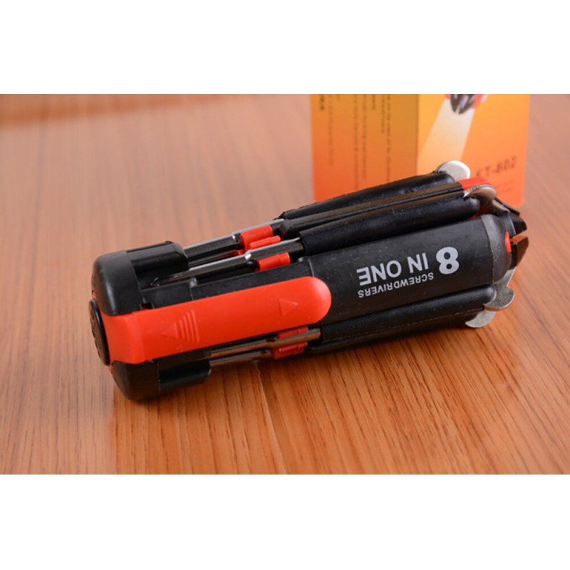 Picture of New Multi-functiona 8 in 1 Multi Screwdriver with 6 LED Torch Hand Repair Tools-Black