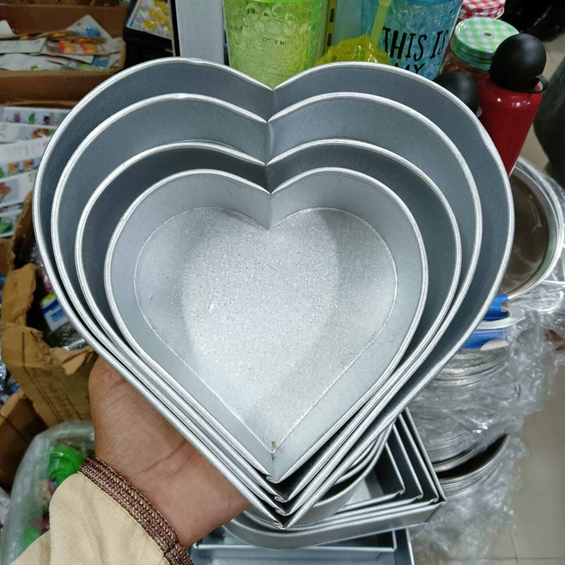 Picture of 4 pcs set Heart Shape Cake Mold - Cake Baking Mold - 4 pieces Mold set Love style-Silver