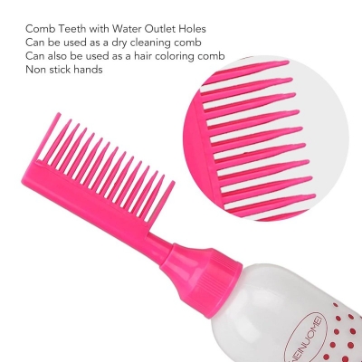 Picture of 3 pcs Root Comb Applicator Bottle,  Hair Oil Applicator Colorful Plastic Squeeze Bottle Applicator Brush, Hair Dye Bottle Brush with Graduated Scale, for Hair Dye Barber Salon-Multicolor