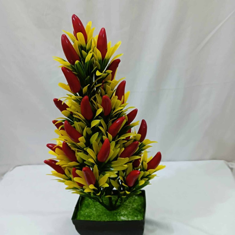 Picture of Fake Chili Plant: Artificial Chili Tree Mini Potted Plant for Home, Kitchen, Wedding, and Party Decoration (1)-Multicolor
